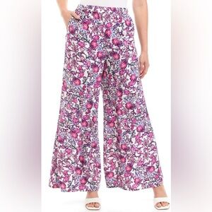 Floral print wide leg unlined pant